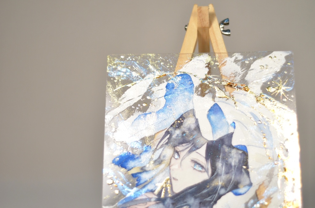 オリジナル 手描きイラスト 女の子 「月に願いを」 アクリル板 A5サイズ 透明水彩 原画