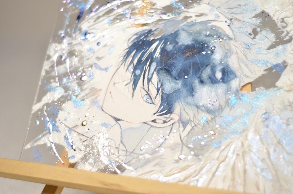 オリジナル 手描きイラスト 男の子 「片翼の案内人」 アクリル板 A5サイズ 透明水彩 原画