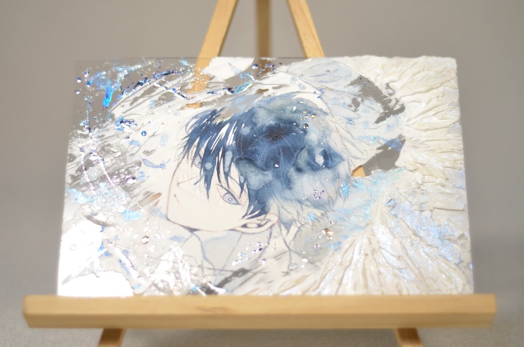 オリジナル 手描きイラスト 男の子 「片翼の案内人」 アクリル板 A5サイズ 透明水彩 原画