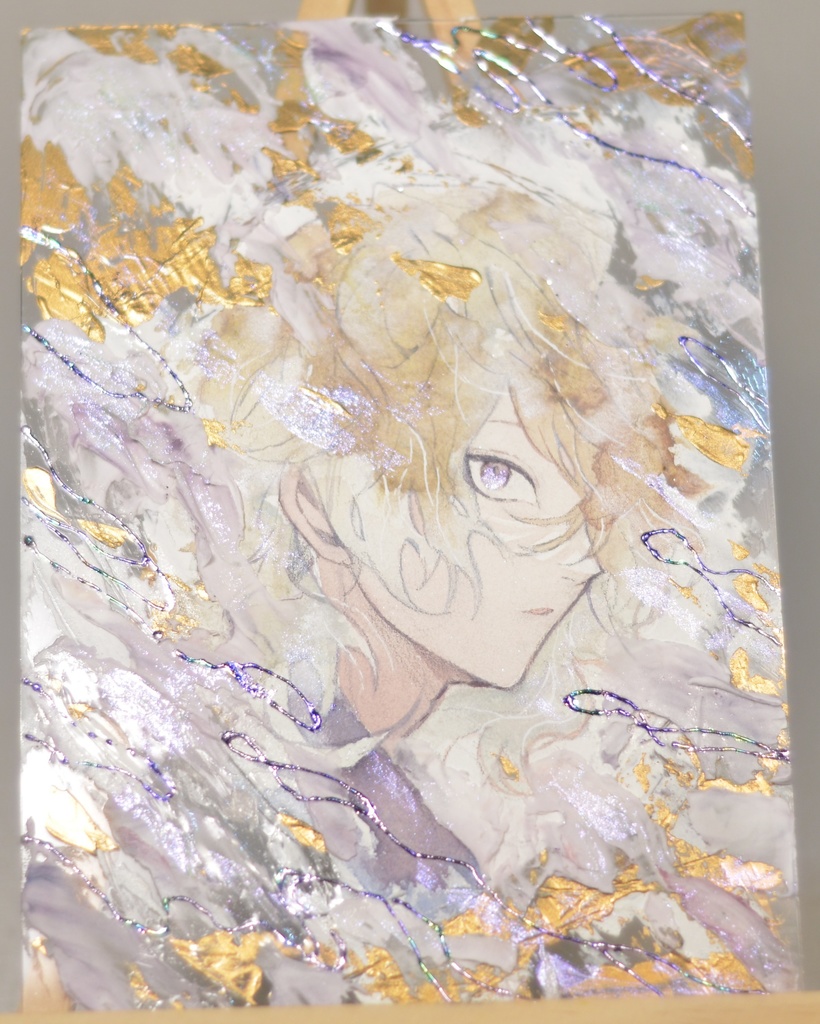 オリジナル　手描きイラスト　 男の子　「曇天」 アクリル板　A5サイズ　透明水彩　原画