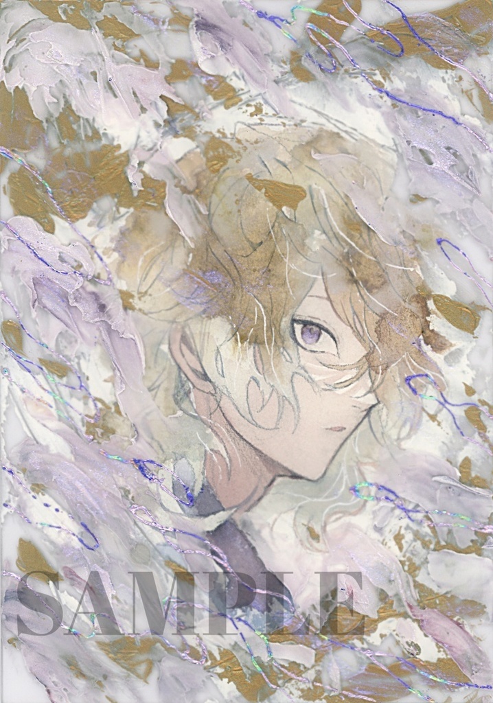 オリジナル 手描きイラスト 男の子 「曇天」 アクリル板 A5サイズ 透明水彩 原画