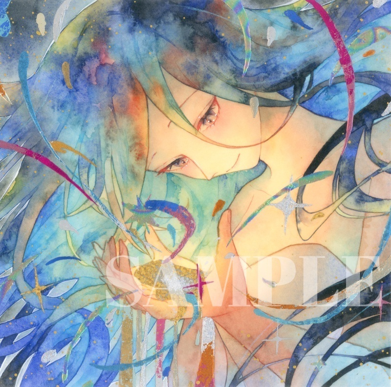 オリジナル 手描きイラスト 女の子 「期待」 変形サイズ 透明水彩 原画