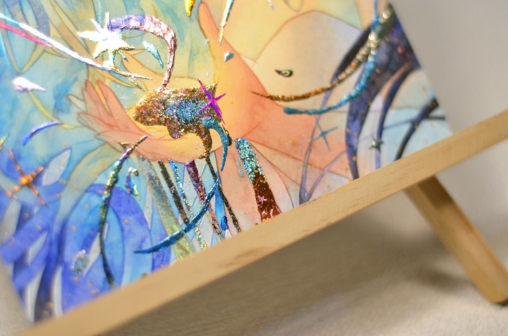 オリジナル 手描きイラスト 女の子 「期待」 変形サイズ 透明水彩 原画