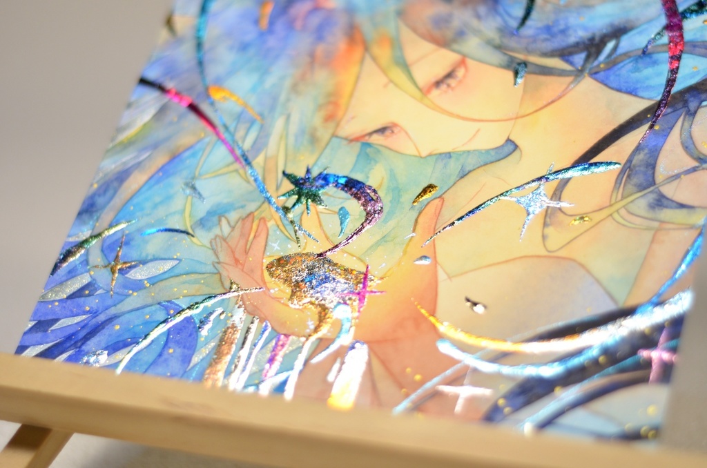 オリジナル 手描きイラスト 女の子 「期待」 変形サイズ 透明水彩 原画