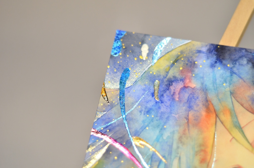 オリジナル 手描きイラスト 女の子 「期待」 変形サイズ 透明水彩 原画