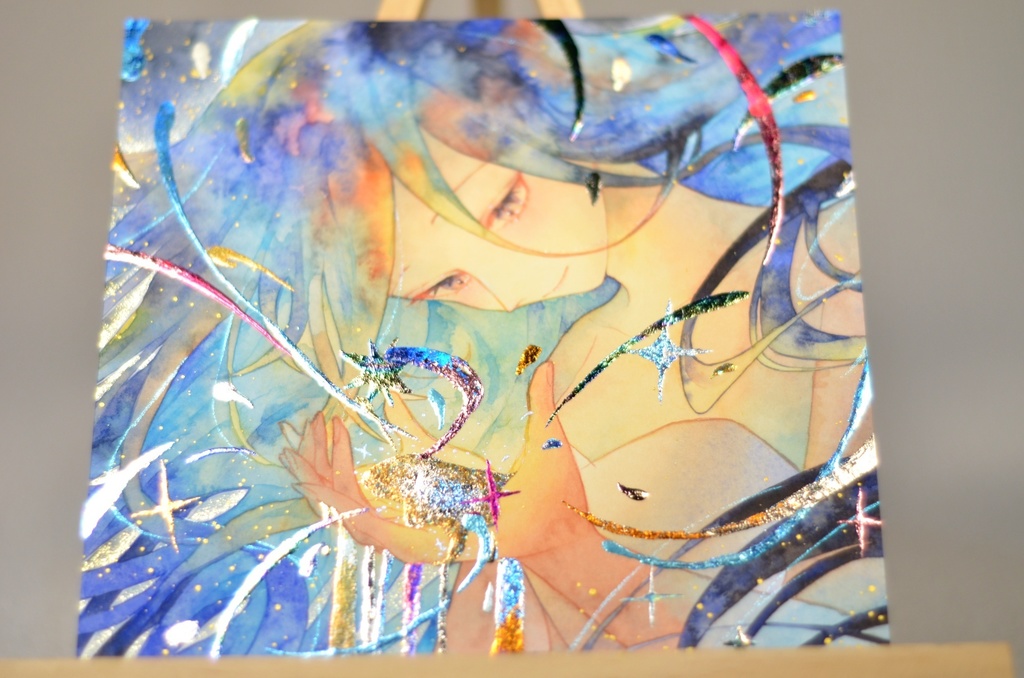 オリジナル 手描きイラスト 女の子 「期待」 変形サイズ 透明水彩 原画