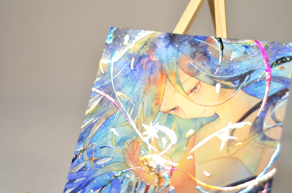 オリジナル 手描きイラスト 女の子 「期待」 変形サイズ 透明水彩 原画