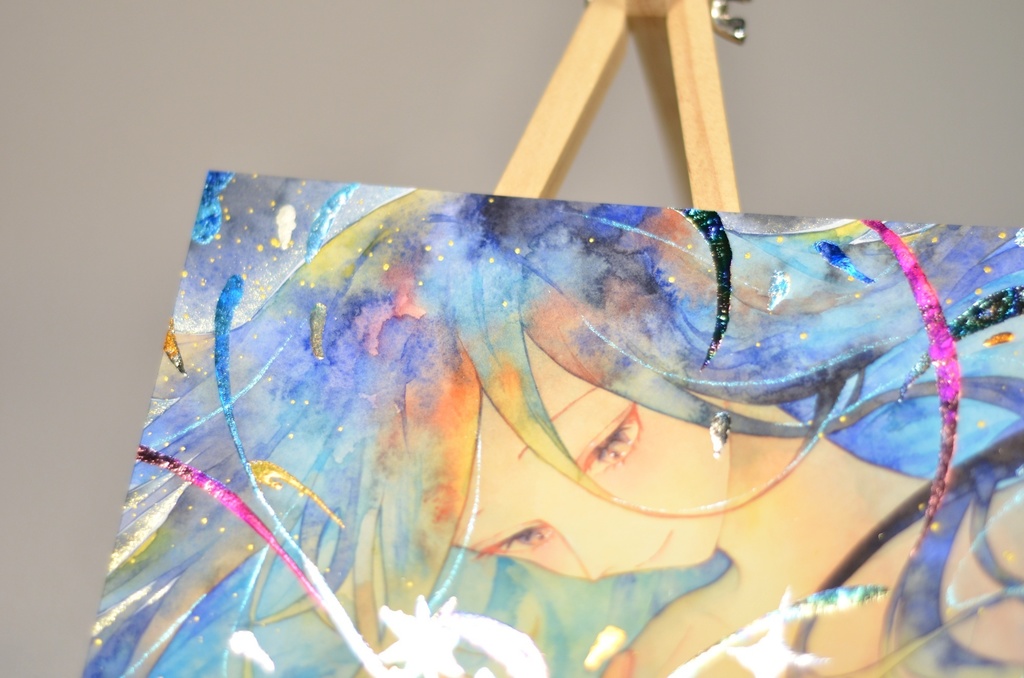 オリジナル 手描きイラスト 女の子 「期待」 変形サイズ 透明水彩 原画