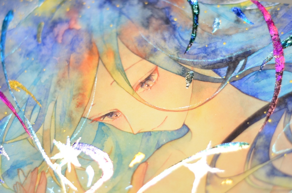 オリジナル 手描きイラスト 女の子 「期待」 変形サイズ 透明水彩 原画