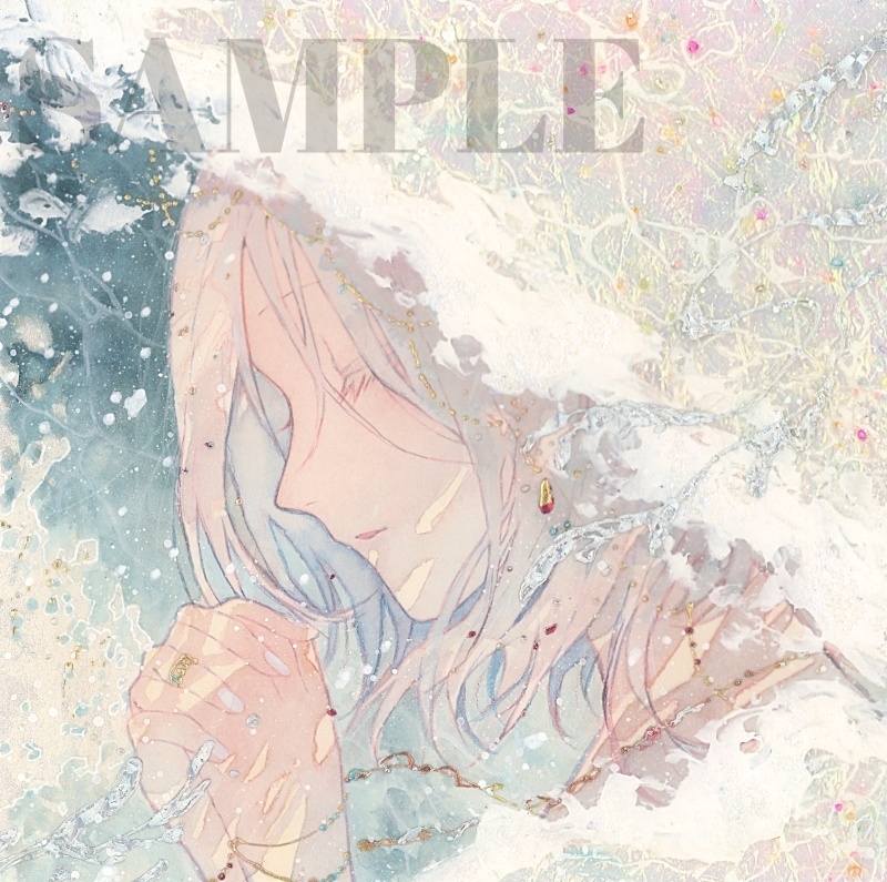 オリジナル 手描きイラスト 女の子 「波のずきん」 変形サイズ 透明水彩 原画