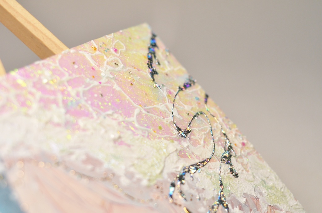 オリジナル 手描きイラスト 女の子 「波のずきん」 変形サイズ 透明水彩 原画