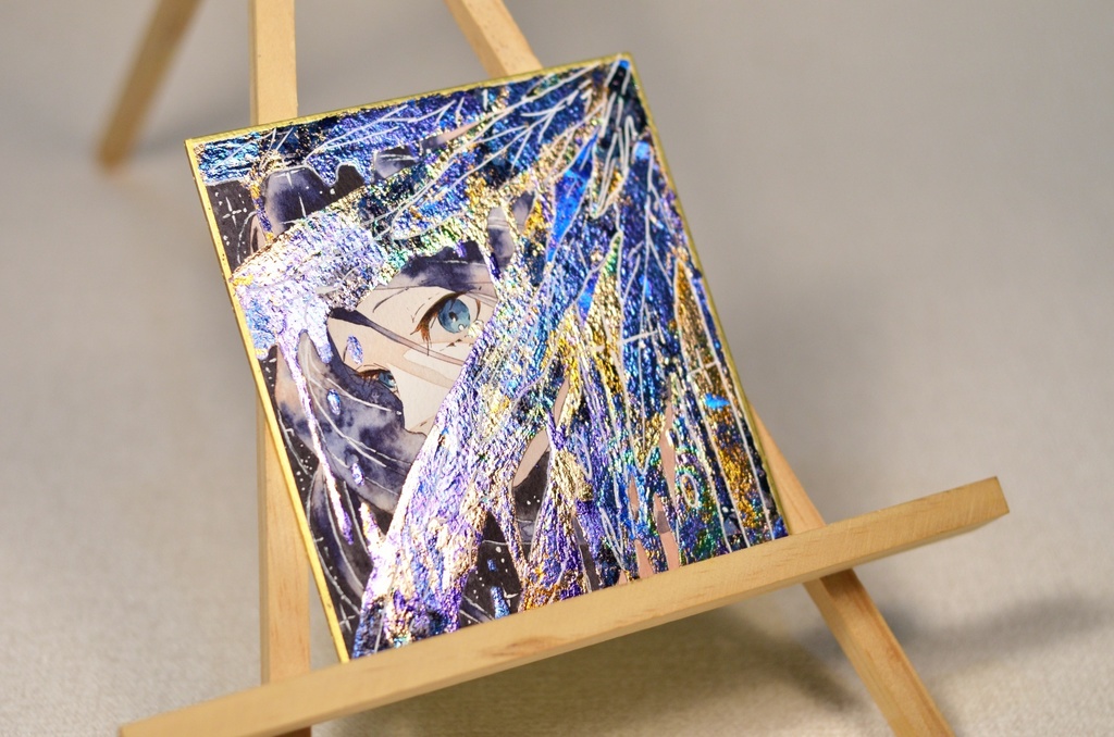 オリジナル 手描きイラスト 女の子 「堕天使」 1/4色紙サイズ 透明水彩 原画