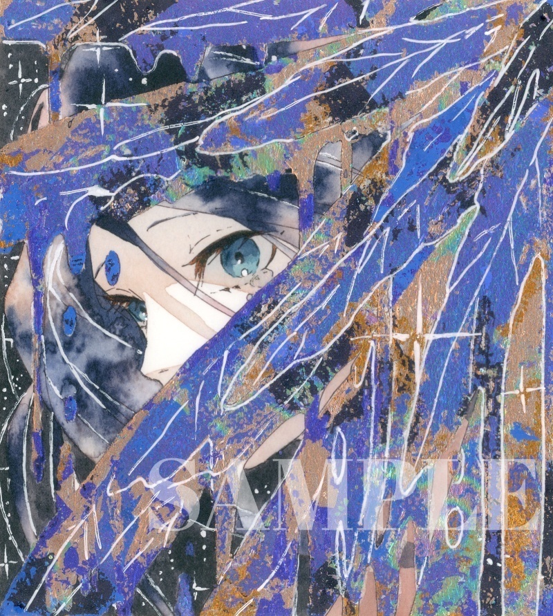 オリジナル 手描きイラスト 女の子 「堕天使」 1/4色紙サイズ 透明水彩 原画