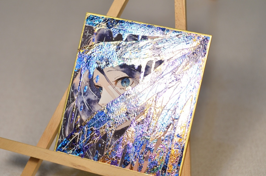 オリジナル 手描きイラスト 女の子 「堕天使」 1/4色紙サイズ 透明水彩 原画