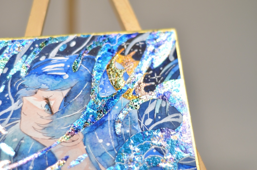 オリジナル 手描きイラスト 女の子 「海のスカート」 1/4色紙サイズ 透明水彩 原画