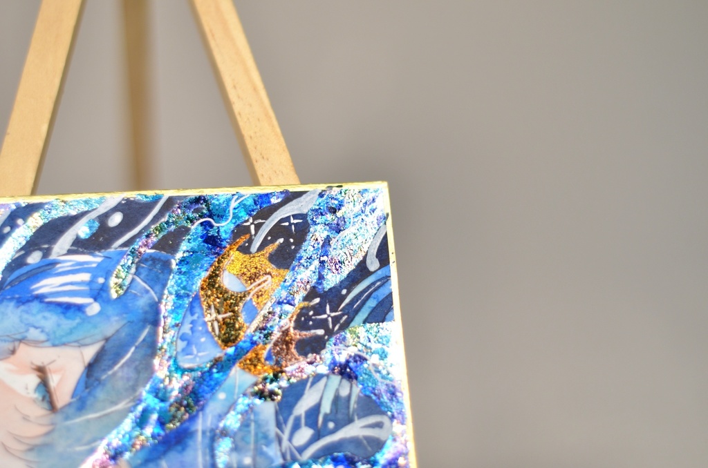 オリジナル 手描きイラスト 女の子 「海のスカート」 1/4色紙サイズ 透明水彩 原画