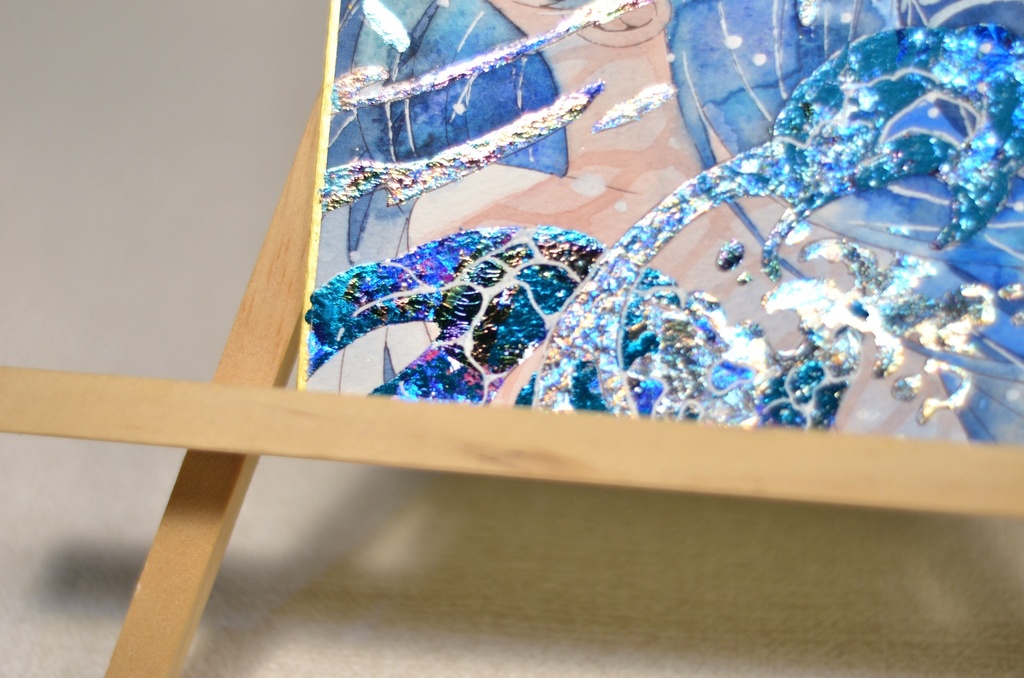 オリジナル 手描きイラスト 女の子 「海のスカート」 1/4色紙サイズ 透明水彩 原画