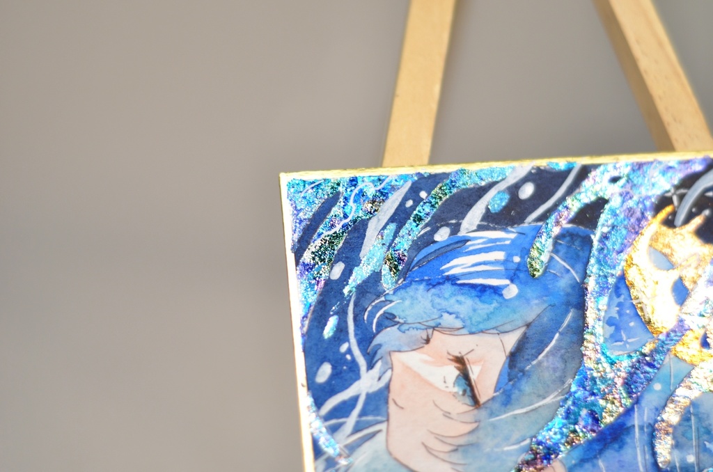 オリジナル 手描きイラスト 女の子 「海のスカート」 1/4色紙サイズ 透明水彩 原画