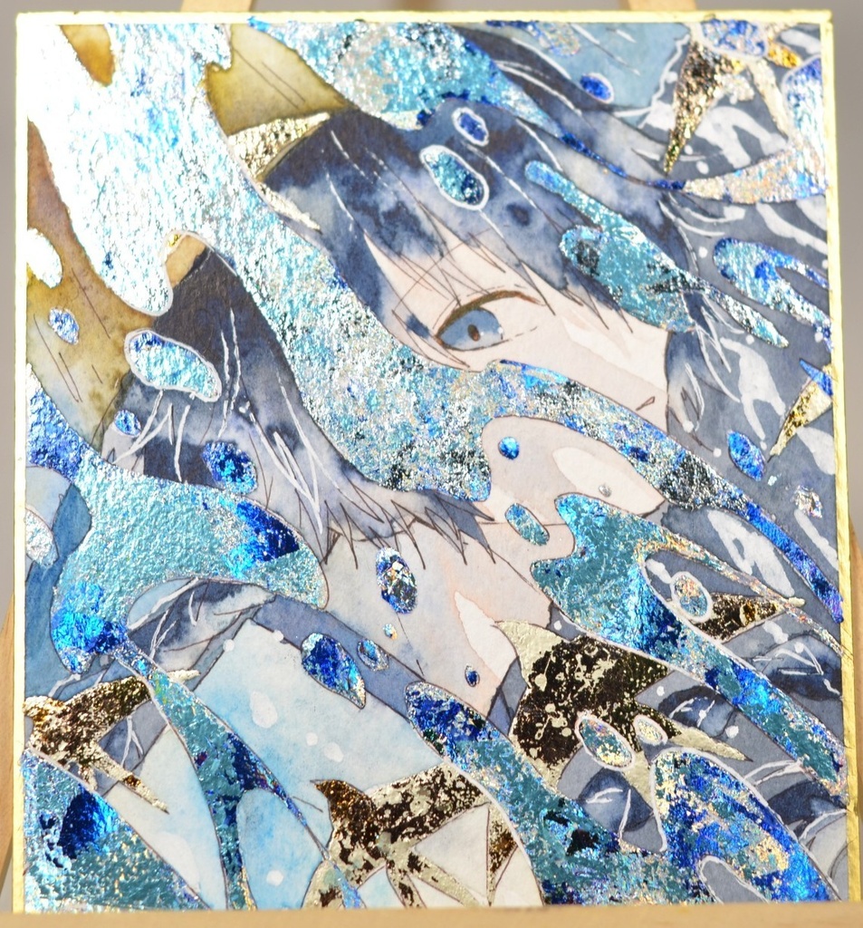 オリジナル 手描きイラスト 男の子 青年 「飛燕」 1/4色紙サイズ 透明水彩 原画