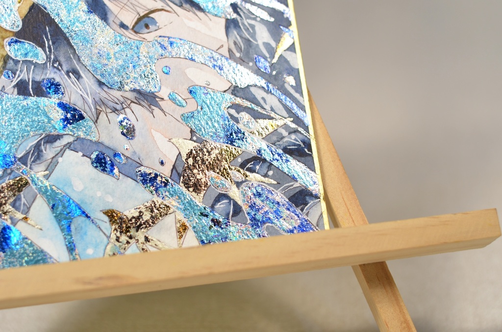 オリジナル 手描きイラスト 男の子 青年 「飛燕」 1/4色紙サイズ 透明水彩 原画