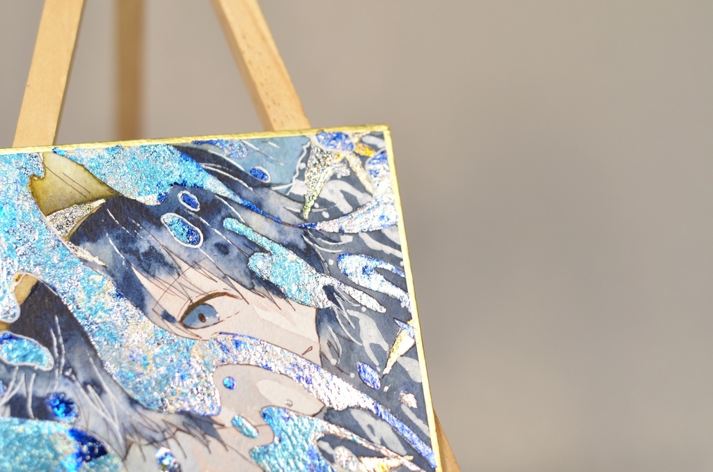 オリジナル 手描きイラスト 男の子 青年 「飛燕」 1/4色紙サイズ 透明水彩 原画