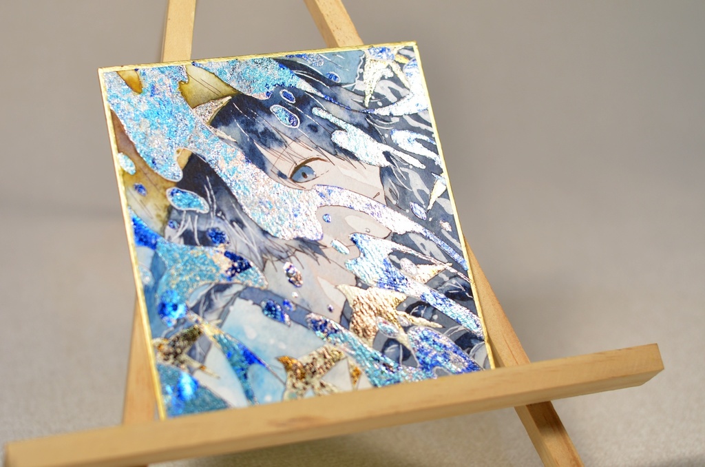 オリジナル 手描きイラスト 男の子 青年 「飛燕」 1/4色紙サイズ 透明水彩 原画