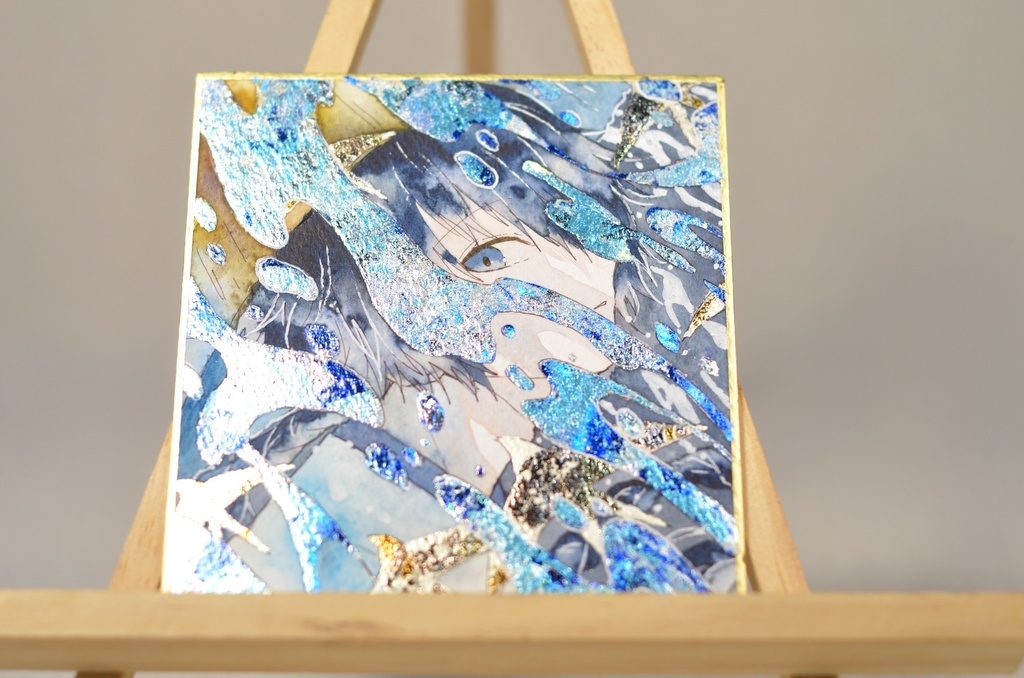 オリジナル 手描きイラスト 男の子 青年 「飛燕」 1/4色紙サイズ 透明水彩 原画