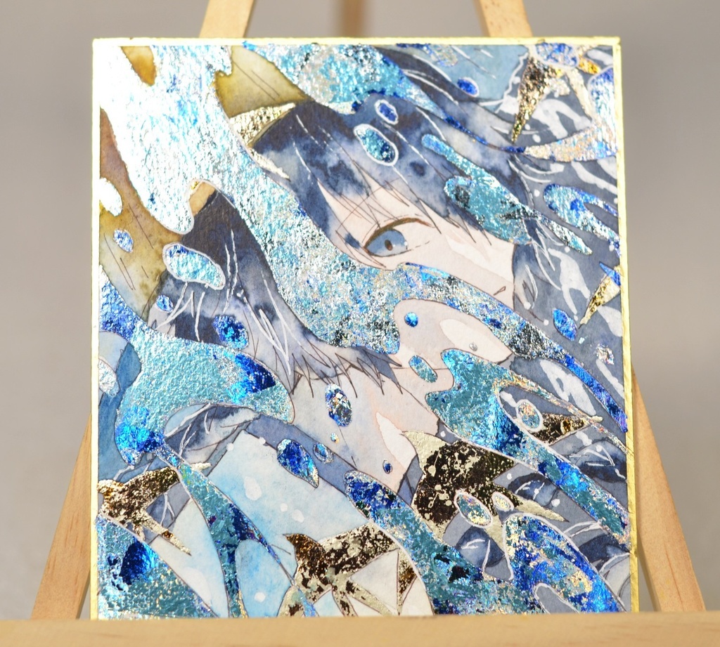 オリジナル　手描きイラスト　男の子　青年　「飛燕」 1/4色紙サイズ　透明水彩　原画