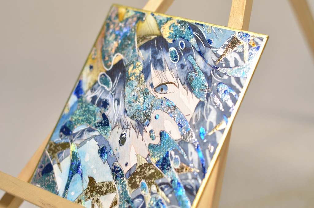 オリジナル 手描きイラスト 男の子 青年 「飛燕」 1/4色紙サイズ 透明水彩 原画