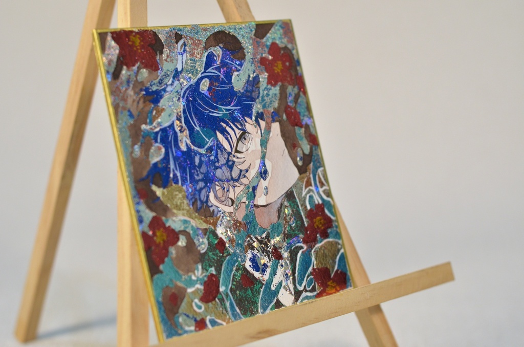 オリジナル 手描きイラスト 男の子 青年 「砂浜で拾った地図」 1/4色紙サイズ 透明水彩 原画