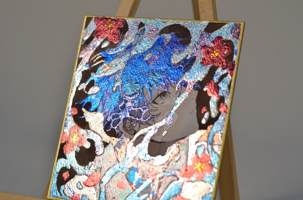オリジナル 手描きイラスト 男の子 青年 「砂浜で拾った地図」 1/4色紙サイズ 透明水彩 原画