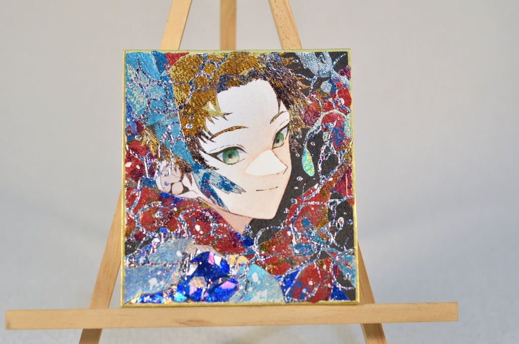 オリジナル 手描きイラスト 男の子 青年 12星座シリーズ 「魚座」 1/4色紙サイズ 透明水彩 原画