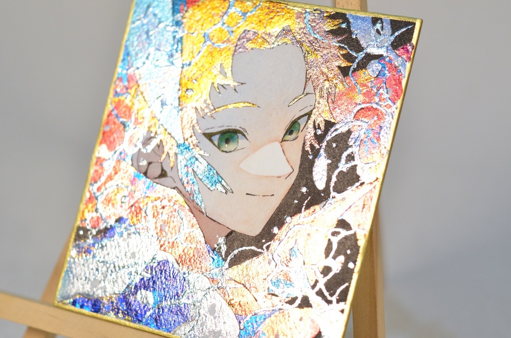 オリジナル 手描きイラスト 男の子 青年 12星座シリーズ 「魚座」 1/4色紙サイズ 透明水彩 原画