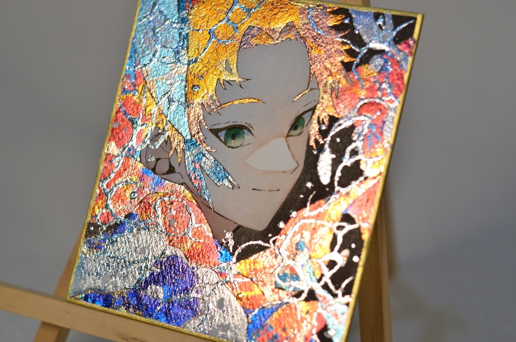 オリジナル 手描きイラスト 男の子 青年 12星座シリーズ 「魚座」 1/4色紙サイズ 透明水彩 原画