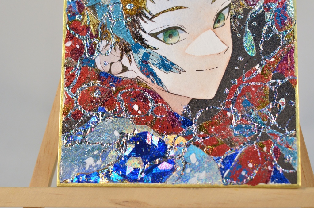 オリジナル 手描きイラスト 男の子 青年 12星座シリーズ 「魚座」 1/4色紙サイズ 透明水彩 原画