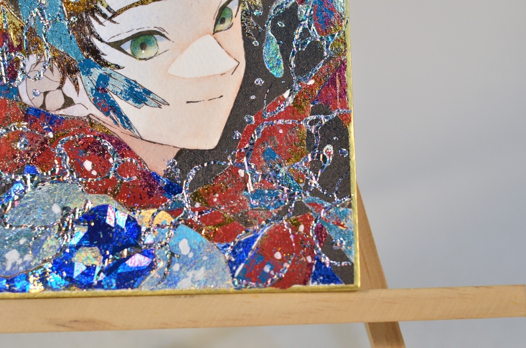 オリジナル 手描きイラスト 男の子 青年 12星座シリーズ 「魚座」 1/4色紙サイズ 透明水彩 原画
