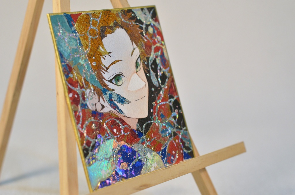 オリジナル 手描きイラスト 男の子 青年 12星座シリーズ 「魚座」 1/4色紙サイズ 透明水彩 原画