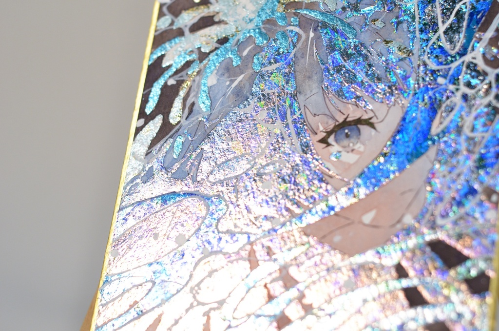 オリジナル 手描きイラスト 女の子 「水の冠」 1/4色紙サイズ 透明水彩 原画