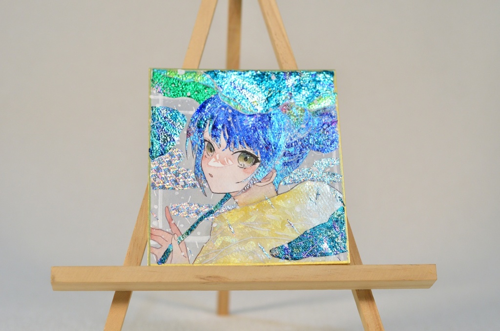 オリジナル 手描きイラスト 女の子 「雨の日の散歩道」 1/4色紙サイズ 透明水彩 原画