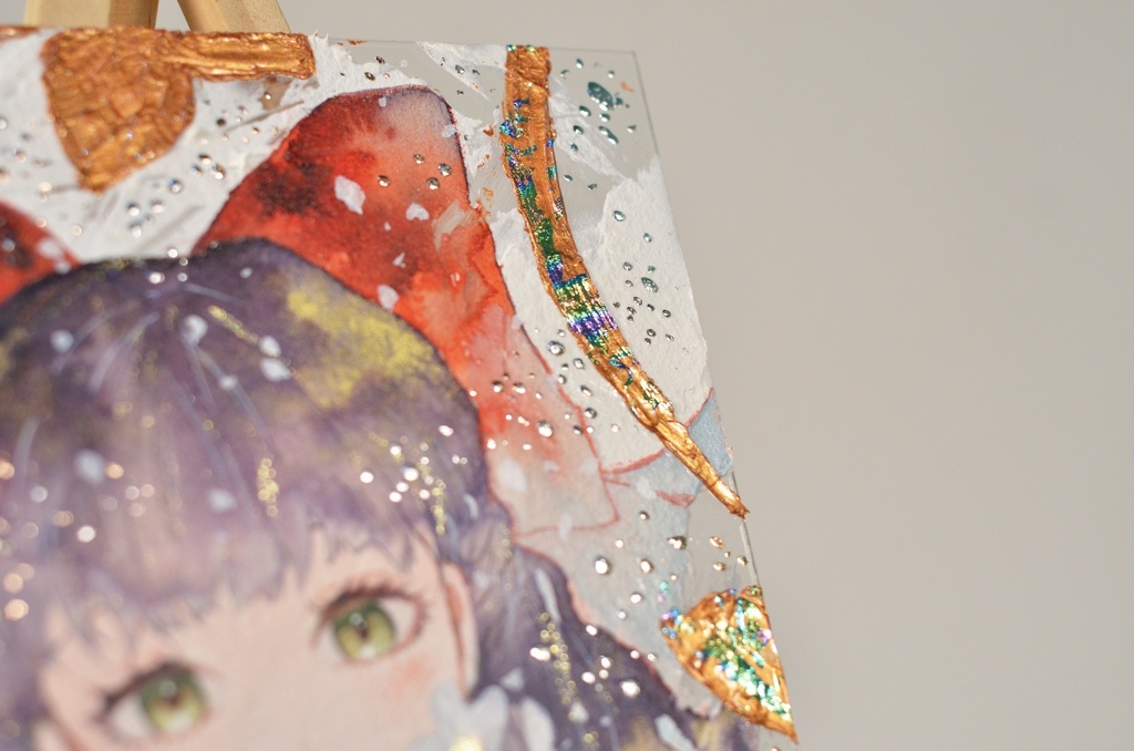 オリジナル 手描きイラスト 女の子 「苺姫」 アクリル板 A5サイズ 透明水彩 原画