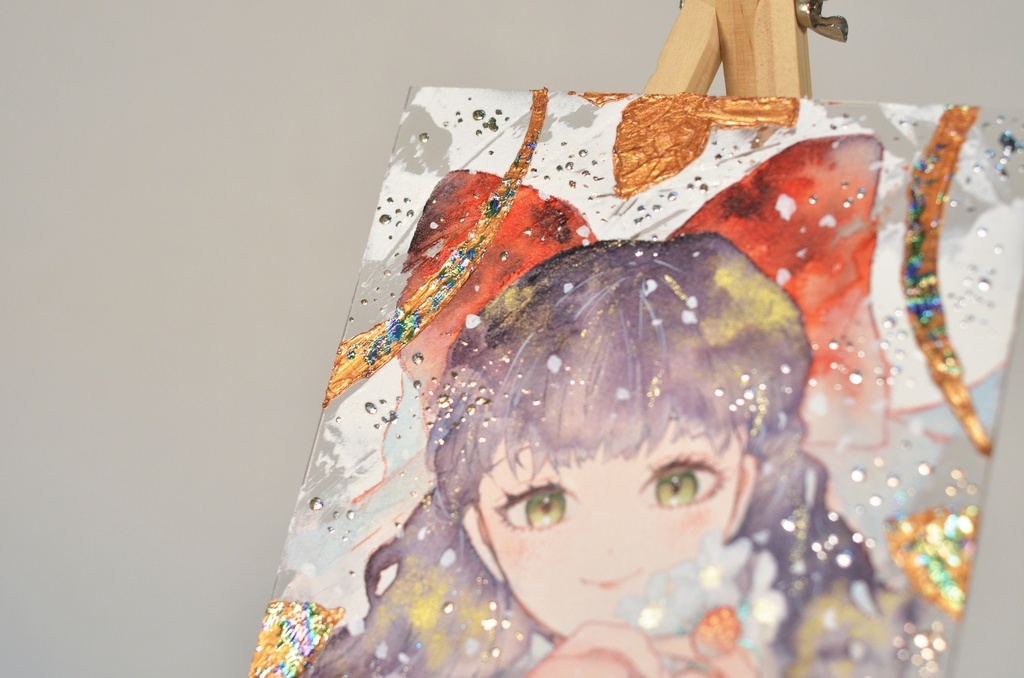 オリジナル 手描きイラスト 女の子 「苺姫」 アクリル板 A5サイズ 透明水彩 原画