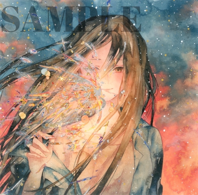 オリジナル 手描きイラスト 女の子 「揺らぎの中で」 正方形サイズ 透明水彩 原画