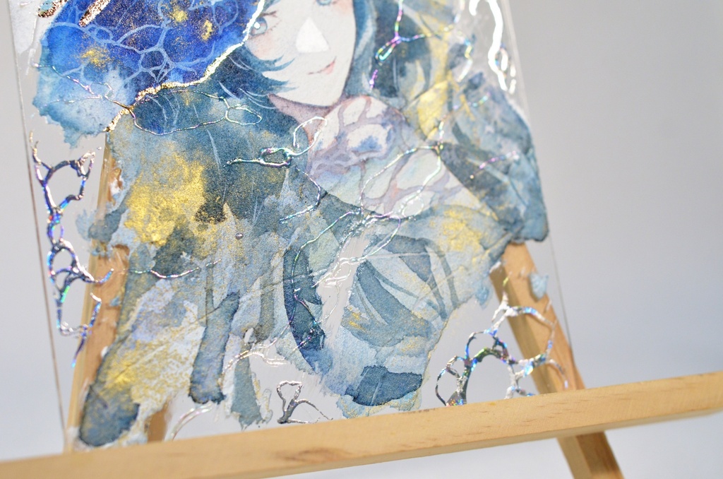 手描きイラスト 「海の魔女」 オリジナル 女の子 アクリル板 A5サイズ 透明水彩 原画