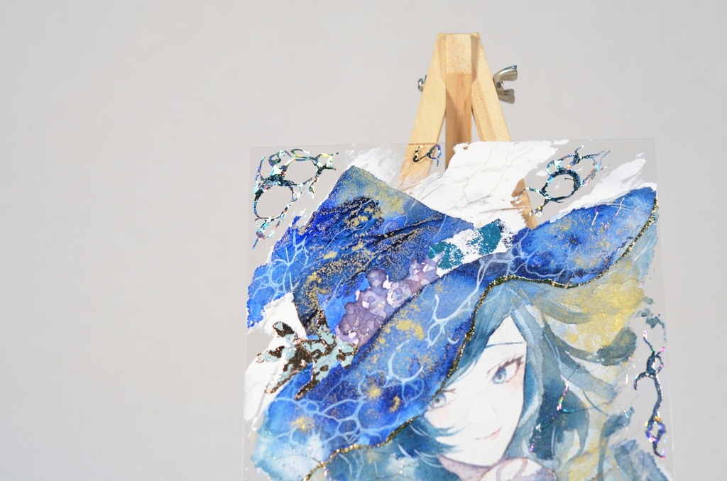 手描きイラスト 「海の魔女」 オリジナル 女の子 アクリル板 A5サイズ 透明水彩 原画