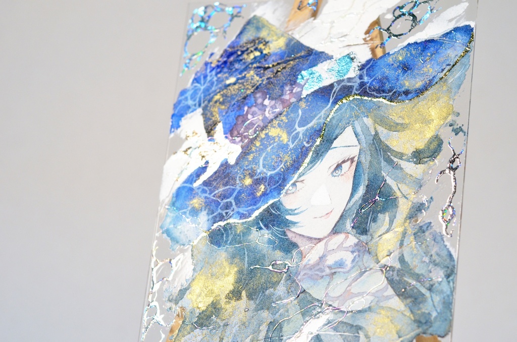 手描きイラスト 「海の魔女」 オリジナル 女の子 アクリル板 A5サイズ 透明水彩 原画