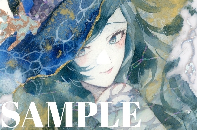 手描きイラスト 「海の魔女」 オリジナル 女の子 アクリル板 A5サイズ 透明水彩 原画