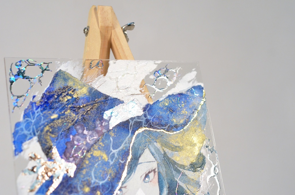 手描きイラスト 「海の魔女」 オリジナル 女の子 アクリル板 A5サイズ 透明水彩 原画