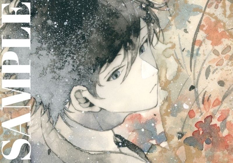 手描きイラスト 「振り返れば花ざかり」 男の子 青年 オリジナル 正方形サイズ 透明水彩