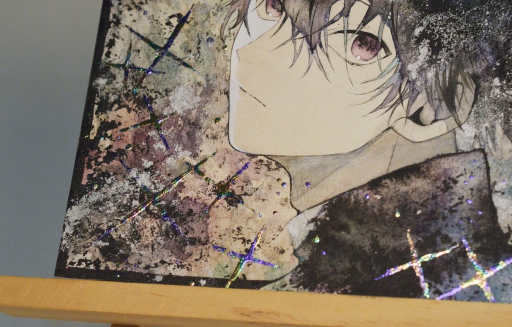 手描きイラスト 「黒の冠」 男の子 青年 オリジナル 正方形サイズ 透明水彩 原画