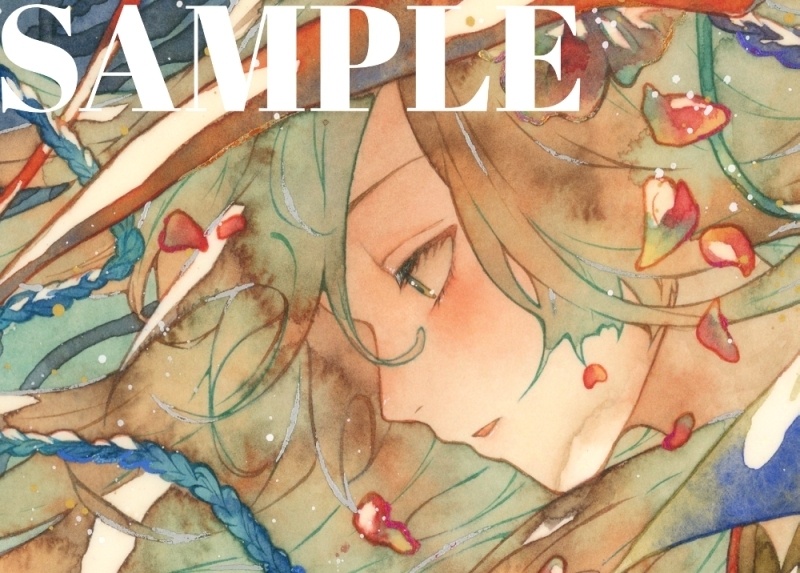 手描きイラスト 「青嵐」 オリジナル 女の子 正方形サイズ 透明水彩 原画